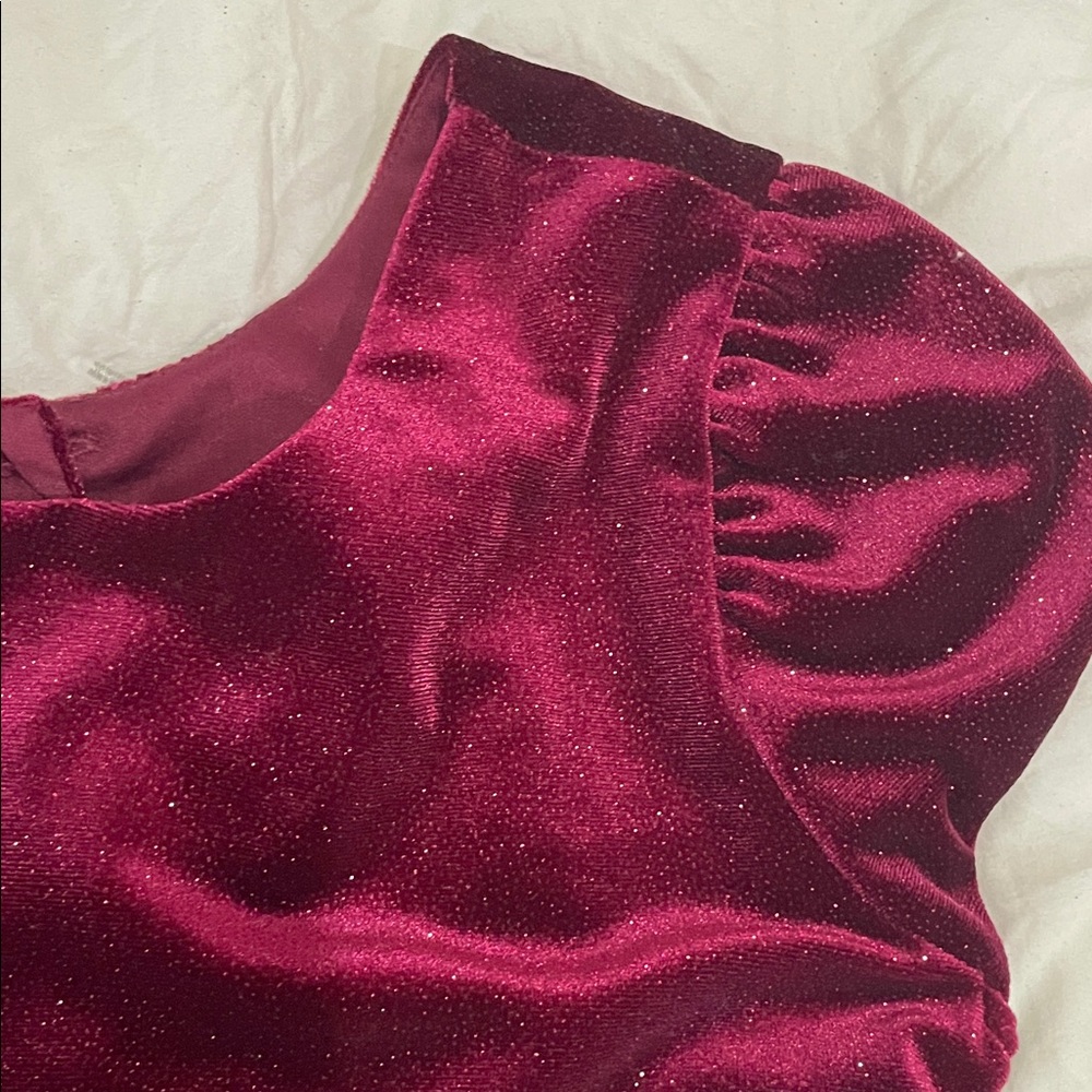 Jona Michelle Burgundy and White Kids Dress - Picture 5 of 6